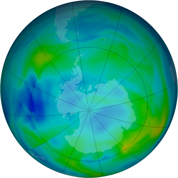 Antarctic ozone map for 13 May 2007